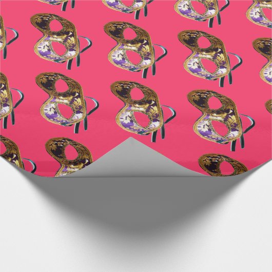 MARDI GRAS MASQUERADE fuchsia Geschenkpapier (Ecke)