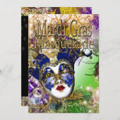 Mardi Gras Masquerade Geburtstag PERSONALISIEREN Einladung (Vorne/Hinten)