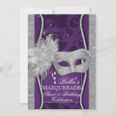 Mardi Gras Masquerade Geburtstagsparty Einladung (Vorderseite)