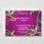 Mardi Gras Masquerade Geburtstagsparty Einladung (Vorderseite)