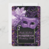 Mardi Gras Masquerade Geburtstagsparty Einladung (Vorderseite)