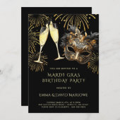 Mardi Gras Masquerade Geburtstagsparty Einladung (Vorne/Hinten)