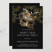 Mardi Gras Masquerade Geburtstagsparty Einladung (Vorne/Hinten)