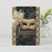 Mardi Gras Masquerade Geburtstagsparty Einladung (Stehend Vorderseite)