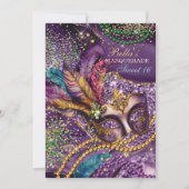 Mardi Gras Masquerade Geburtstagsparty Einladungen (Vorderseite)