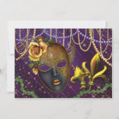 Mardi Gras Masquerade Geburtstagsparty Einladungen (Rückseite)