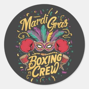 Mardi Gras Masquerade lebhaft mit Boxing Crew. Runder Aufkleber