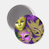 Mardi Gras, Masquerade, lila und Gold Magnet (Vorderseite/Rückseite)