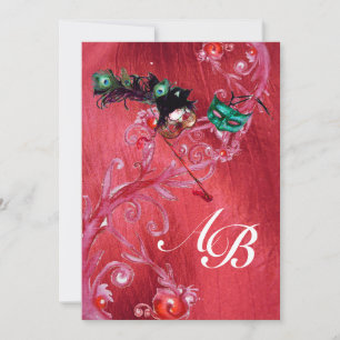 MARDI GRAS MASQUERADE ,MAGIC BERRIES MONOGRAM Seid Einladung