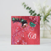 MARDI GRAS MASQUERADE, MAGIC BERRIES MONOGRAMM Sei Einladung (Stehend Vorderseite)