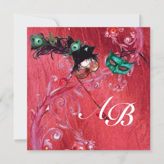 MARDI GRAS MASQUERADE, MAGIC BERRIES MONOGRAMM Sei Einladung (Vorderseite)
