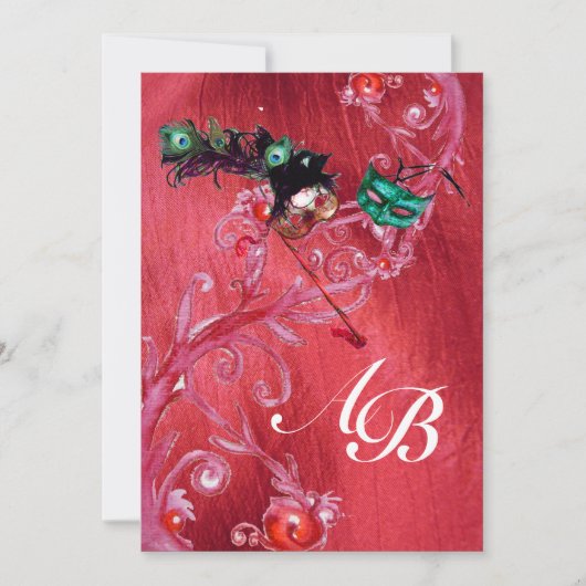 MARDI GRAS MASQUERADE, MAGIC BERRIES MONOGRAMM Sei Einladung (Vorderseite)