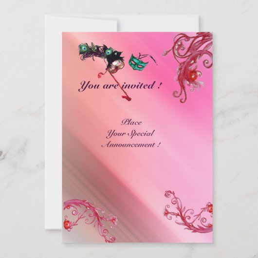 MARDI GRAS MASQUERADE, MAGIC BERRIES MONOGRAMM Sei Einladung (Rückseite)