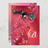 MARDI GRAS MASQUERADE, MAGIC BERRIES MONOGRAMM Sei Einladung (Vorne/Hinten)