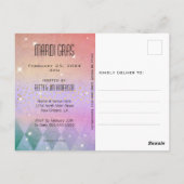 Mardi Gras Masquerade Masask Save the Date Lila Postkarte (Rückseite)