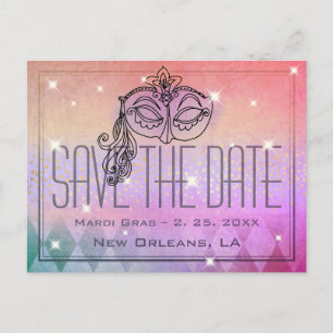 Mardi Gras Masquerade Masask Save the Date Lila Postkarte