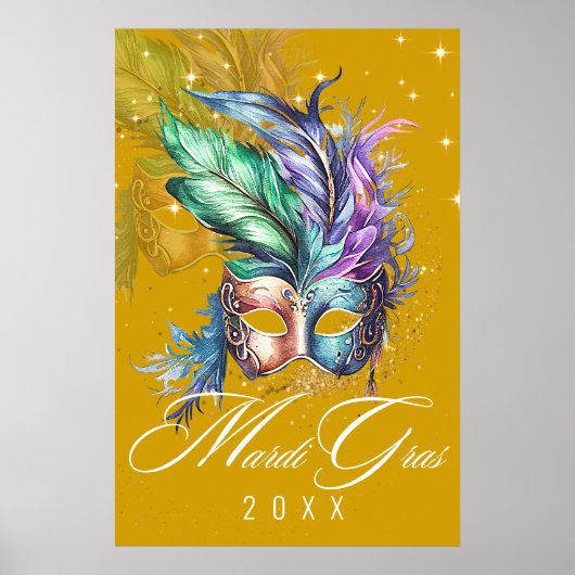 Mardi Gras Masquerade Mask | Goldplakat Poster (Vorne)