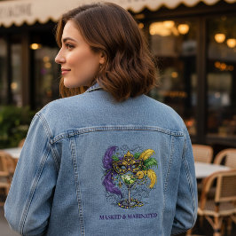 Mardi Gras Masquerade Mask & Martini Party Jeansjacke