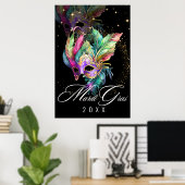 Mardi Gras Masquerade Mask | Schwarzes Poster (Heimbüro)