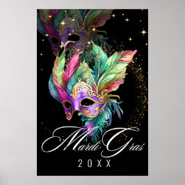 Mardi Gras Masquerade Mask | Schwarzes Poster