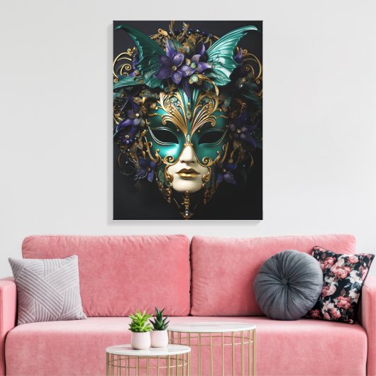 Mardi Gras Masquerade Maske Cosplay Design Leinwanddruck (Insitu (Wohnzimmer))