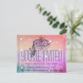 Mardi Gras Masquerade Maske Lila Einladung Postkarte (Stehend Vorderseite)