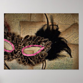 Mardi Gras Masquerade Maske Rosa Antiker Karneval Poster