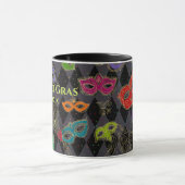 Mardi Gras Masquerade Masken Black Harlequin Name Tasse (Zentrum)