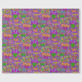 Mardi Gras Masquerade Masken Bright Lila Green Geschenkpapier (Flach)