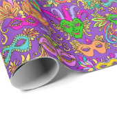 Mardi Gras Masquerade Masken Bright Lila Green Geschenkpapier (Rolleneckpunkt)