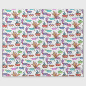 Mardi Gras Masquerade Masken Bright Watercolor Geschenkpapier (Flach)