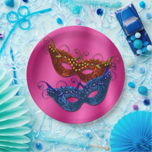 Mardi Gras Masquerade Masken Paper Tellers 9" Pappteller (Party)