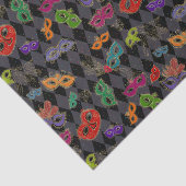 Mardi Gras Masquerade Masken Schwarzes Harlequin Seidenpapier (Ausschnitt)