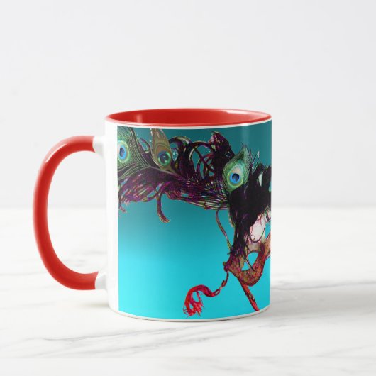MARDI GRAS MASQUERADE MASKS Blue Gemstone Tasse (Links)