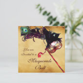MARDI GRAS MASQUERADE MASKS Klassisches Parchment Einladung (Stehend Vorderseite)