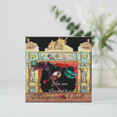 MARDI GRAS MASQUERADE MASKS PUPPET THEATER BÜHNE EINLADUNG (Stehend Vorderseite)