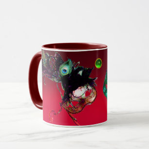MARDI GRAS MASQUERADE MASKS Red Burgundy Gemstone Tasse
