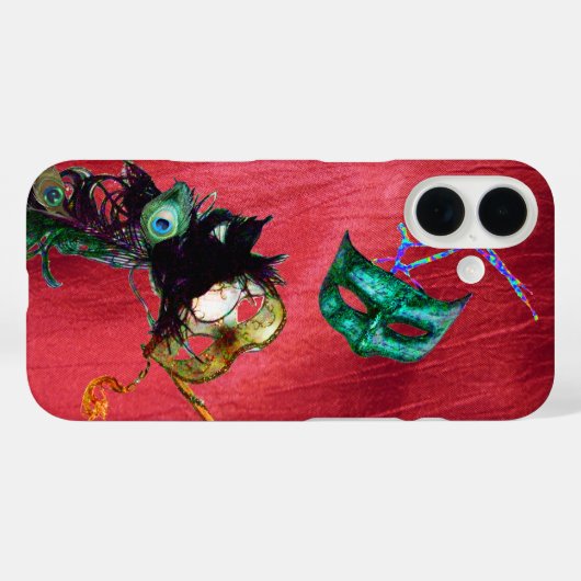 MARDI GRAS MASQUERADE MASKS Rote Seide Case-Mate iPhone Hülle (Rückseite (Horizontal))