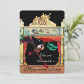 MARDI GRAS MASQUERADE MASKS THEATER BÜHNE EINLADUNG (Stehend Vorderseite)