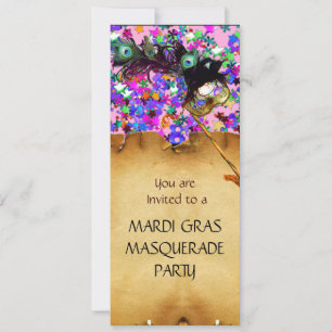 MARDI GRAS MASQUERADE-PARTY, blaues rotes Konfetti Einladung