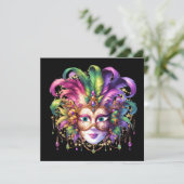 Mardi Gras Masquerade Party Einladung (Stehend Vorderseite)