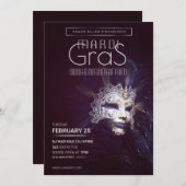 Mardi Gras Masquerade Party Einladung (Vorne/Hinten)