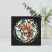 Mardi Gras Masquerade Party Einladung (Stehend Vorderseite)