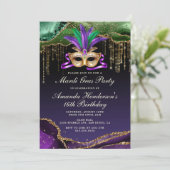 Mardi Gras Masquerade Party Einladung (Stehend Vorderseite)