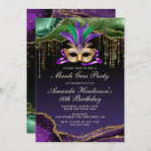 Mardi Gras Masquerade Party Einladung (Vorne/Hinten)