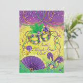 Mardi Gras Masquerade Party Einladungen (Stehend Vorderseite)