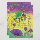 Mardi Gras Masquerade Party Einladungen (Vorne/Hinten)