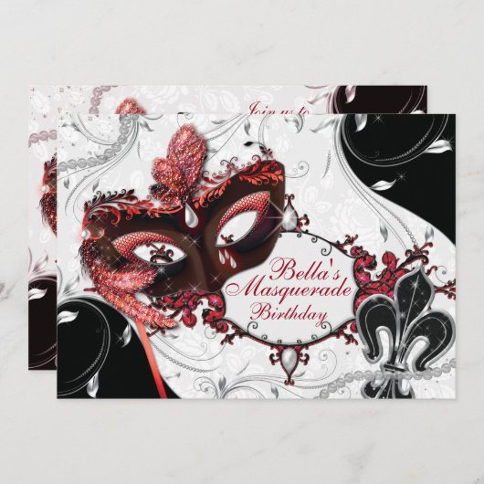 Mardi Gras Masquerade Party Einladungen (Vorne/Hinten)
