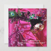 MARDI GRAS MASQUERADE PARTY, FUCHSIA SILK CLOTH EINLADUNG (Vorderseite)