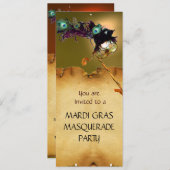 MARDI GRAS MASQUERADE PARTY, Gelb Orange Einladung (Vorne/Hinten)